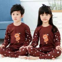 Brown Star Bear Print Kids Night Suit Baby & Baba
