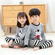 Grey Zebra Printed Kids Night Suit Baby & Baba