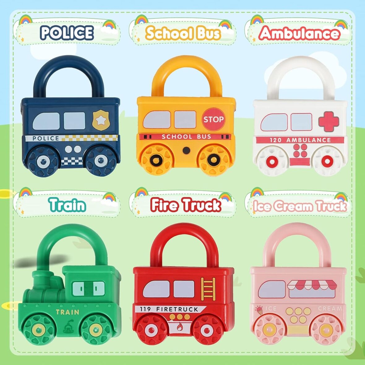 Number Recognition Matching Lock and Key Train Set – 6 pieces.4