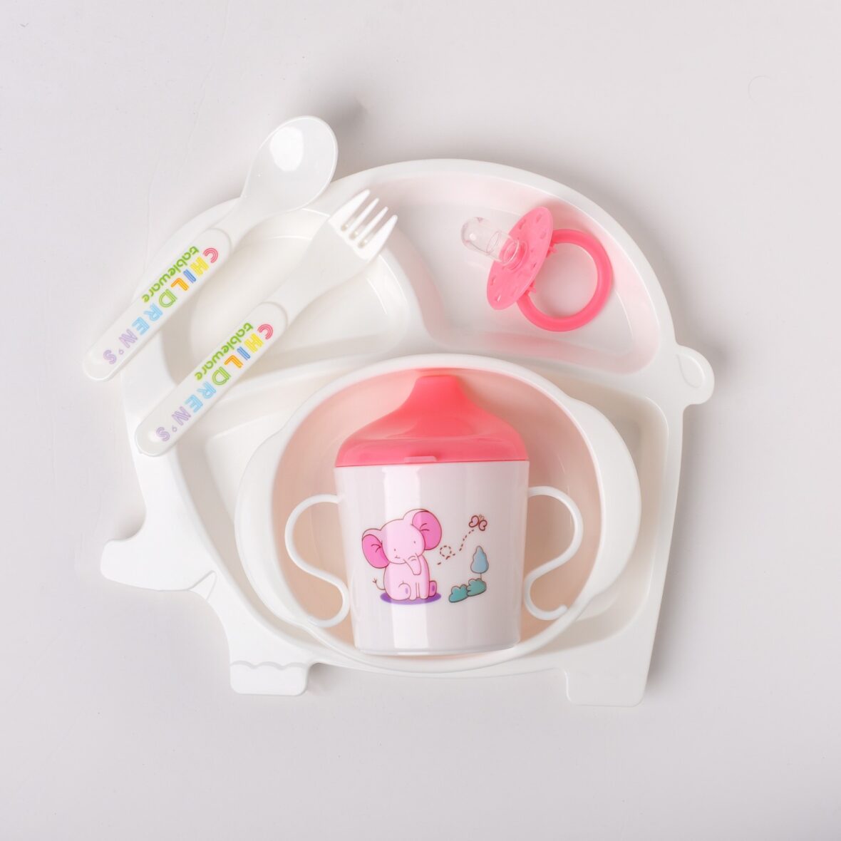 Pink Children Tableware Set Baby Feeding Series – 911