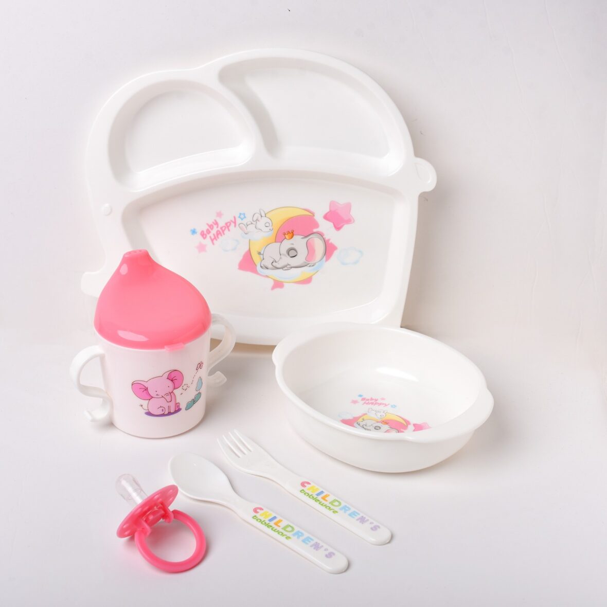 Pink Children Tableware Set Baby Feeding Series – 911.1