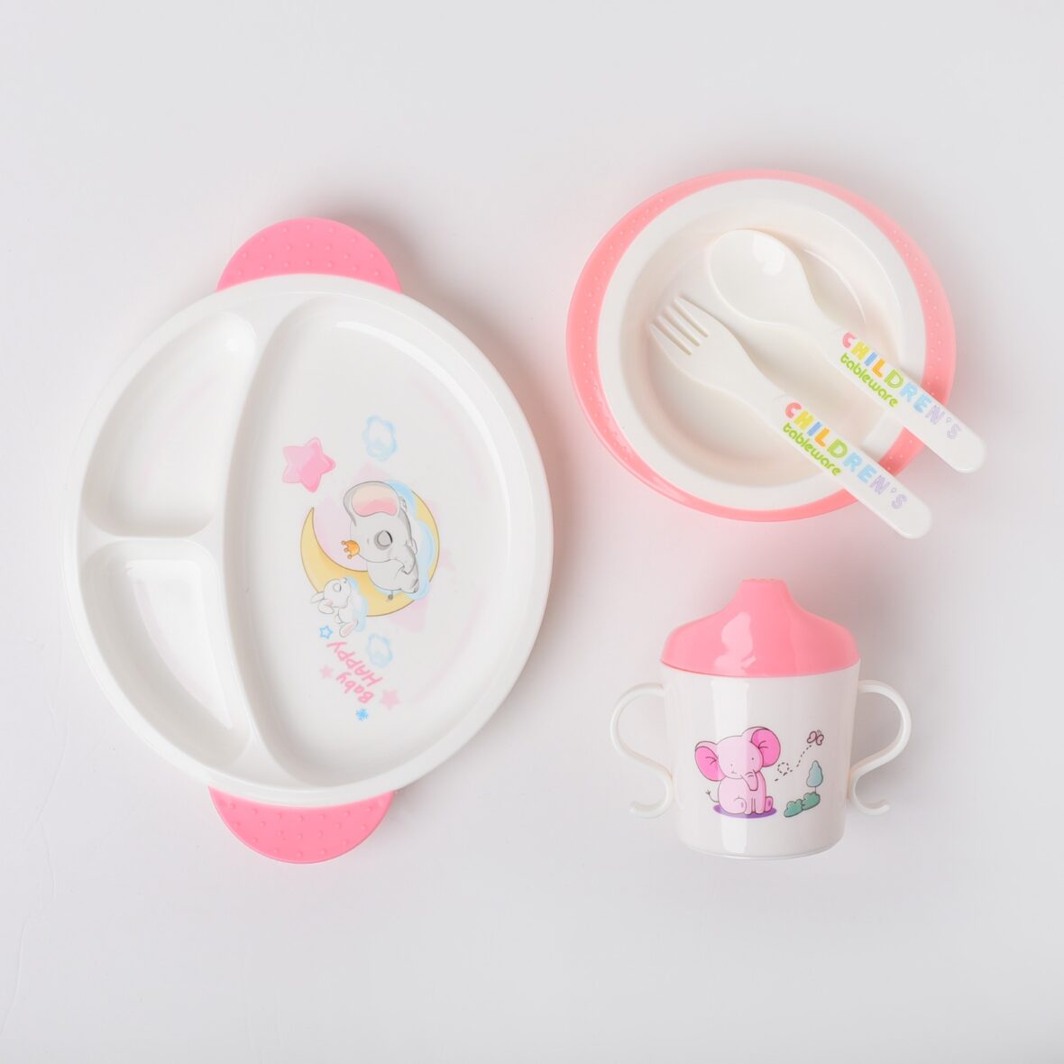 Pink Children Tableware Set Baby Feeding Series – 913.2