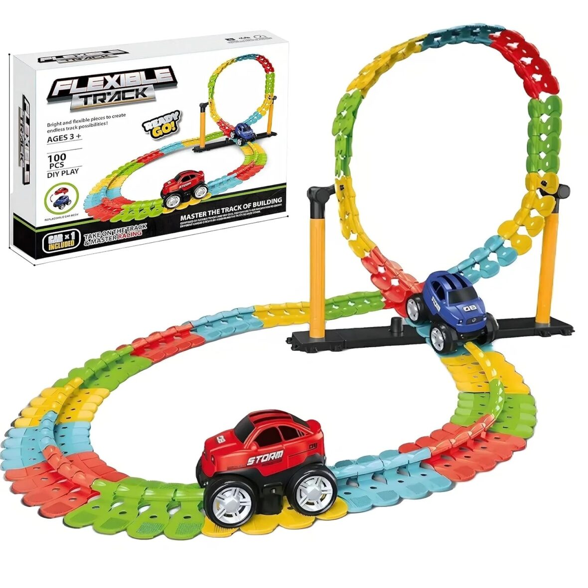 Flexible Puzzle Roller Coaster Racing Track Car Build And Customize Your Track 100 Pcs