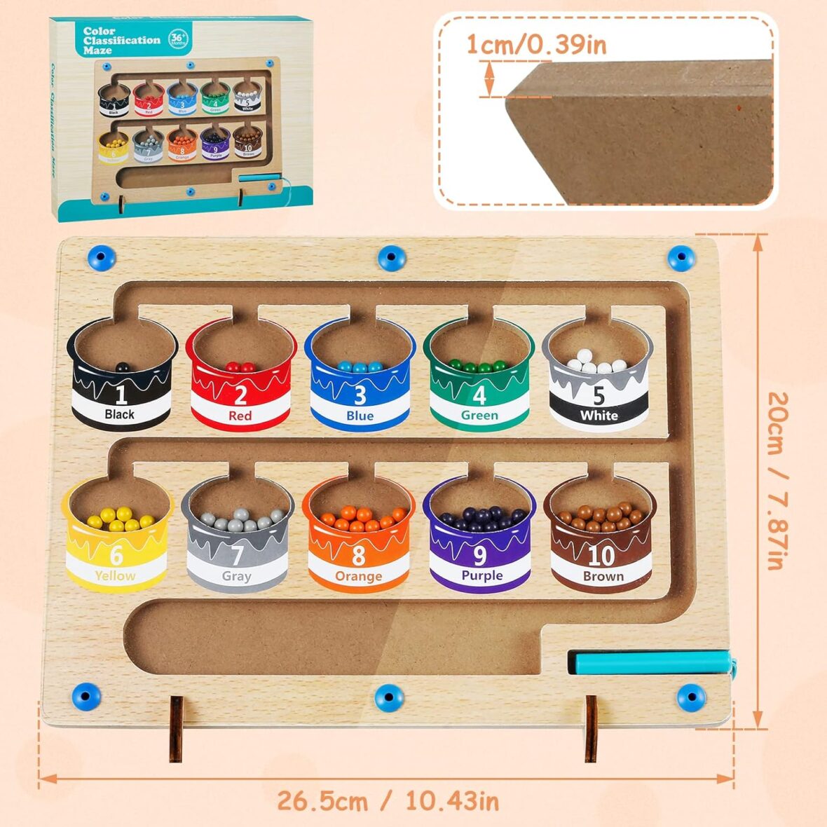 Magnetic Colour and Number Maze Wood Magnet Sorting Board.1