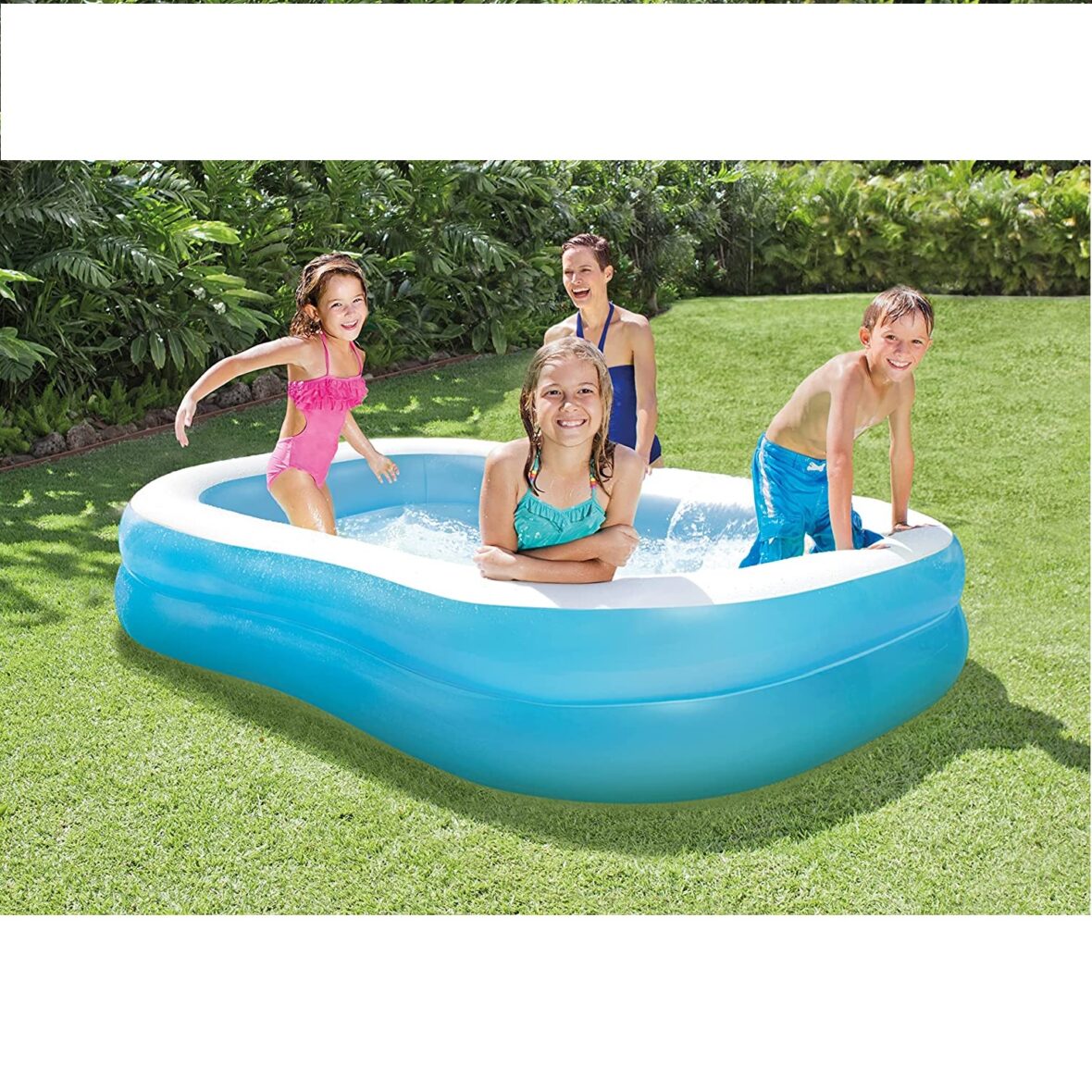 Intex Swim Center Family Swimming Pool White Blue (80″X60″X19″)- 57180