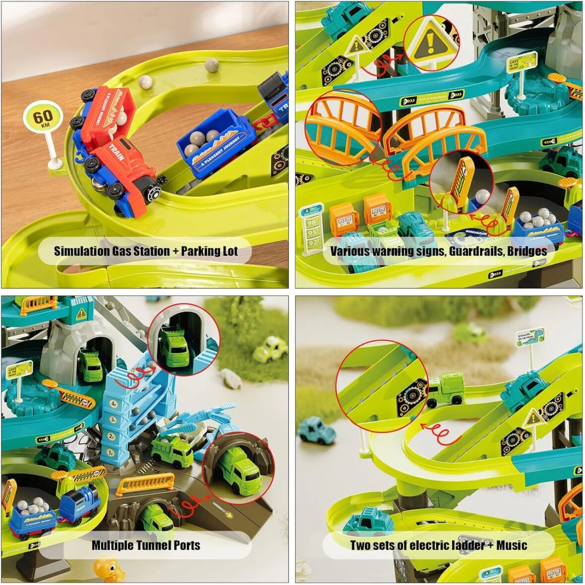 Dinosaur Climbing Hills Rail Car Colorful Track Set.2