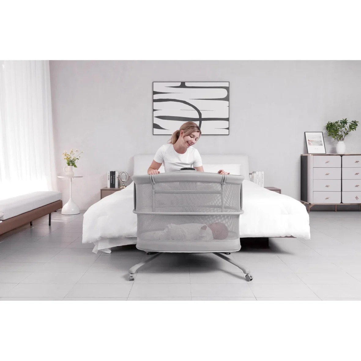 Mastela Dream Starlight Baby Crib Bassinet 4in1 Swing + Music – dark grey (5)