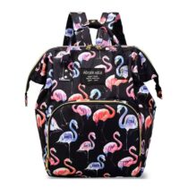 Water Proof Travel Diaper Bag Pack Flamingo Black
