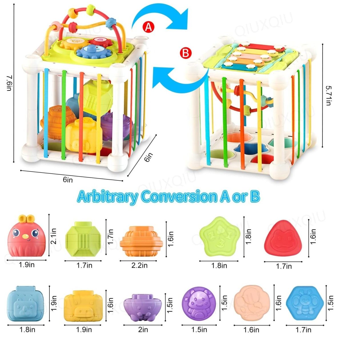 6in1 Baby Sensory Shape Sorting Activity Cube (10)