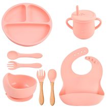 Silicone Utensil Feeding Set Pink