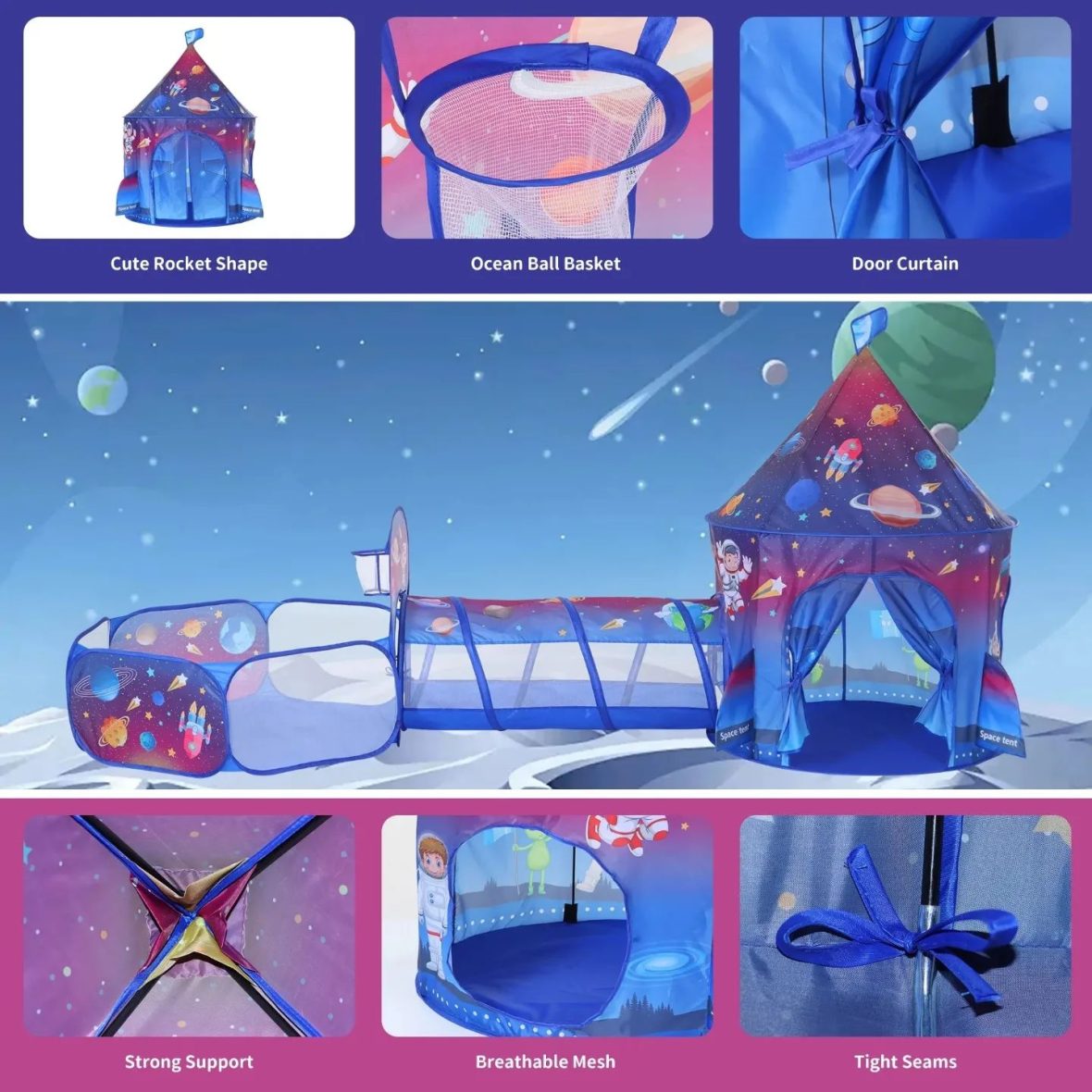 3in1 Space Castle Tent House For Kids (4)